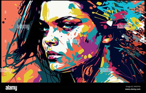 Woman Graffiti Street Art Fashion Vector Graphic Beautiful Strong