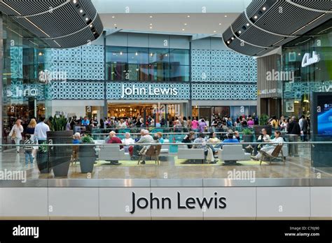 People Sitting Interior Shoppers Mall At Entrance To John Lewis