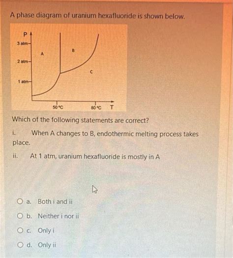 Solved A Phase Diagram Of Uranium Hexafluoride Is Shown