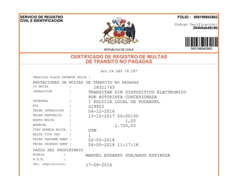 Certificado De Multas No Pagadas Autofact