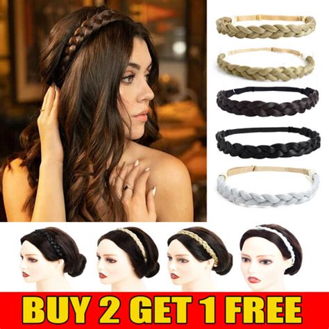 Synthetic Hair Band Plaited Headband Braided With Elastic 1 0 6 Wide