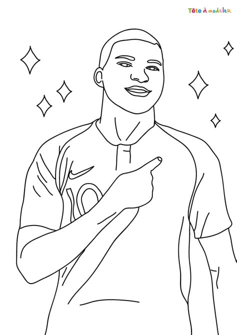 Coloriage De Mbappe Au Foot Imprimer Avec T Te Modeler