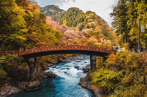 Fotos Japan Shinkyo Bridge Nikko Daiya River Natur Herbst Brücken