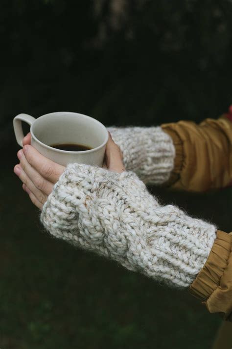 Knitting Pattern Cable Knit Fingerless Mittens Gloves Easy Etsy