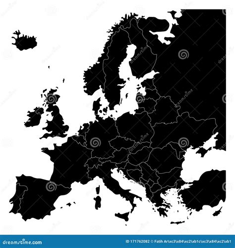 Mapa Do Continente Europeu Fronteiras Nacionais E Europa Ilustração