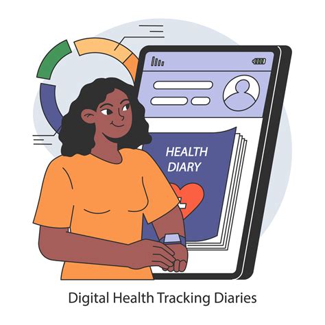 Digital Health Tracking Diaries concept. Flat vector illustration