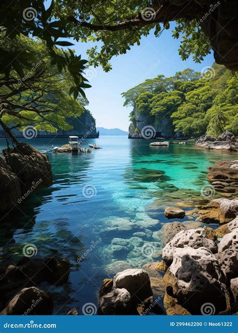 Beaches on Both Sides of the Narrow Kho Phi Phi Island Generative AI