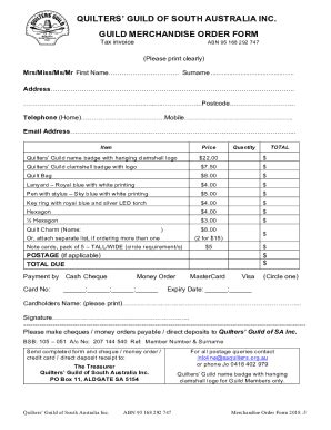 Fillable Online Sa Quilters Guild Qgsa Forms Fax Email Print Pdffiller