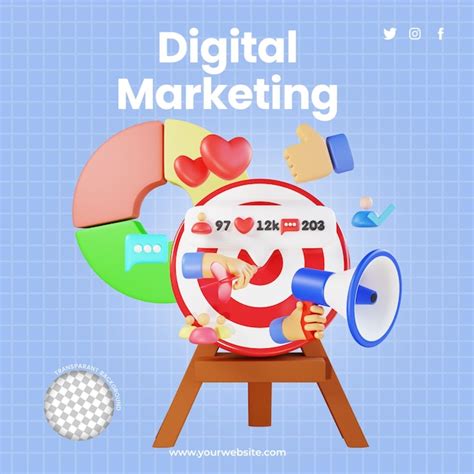 Premium Psd 3d Render Digital Marketing Illustration