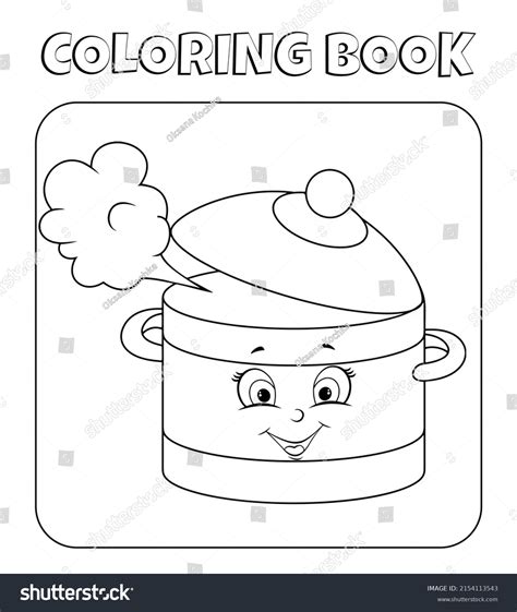 Cartoon Kitchen Pan Coloring Page Kids Stock Vector (Royalty Free ...