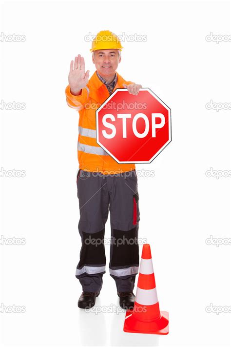 Man Showing Stop Sign Stock Photo By ©andreypopov 27486519