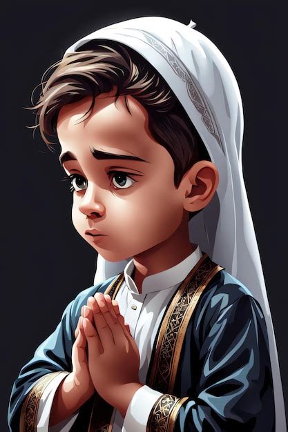 Premium Photo Vector Moslem Boy Praying Dua