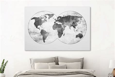 Modern Navy Blue World Map Canvas Wall Art TexelPrintArt