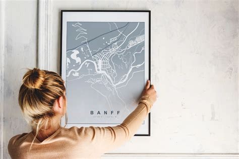 Canada Map Banff Alberta City Map Art Print Banff Map Etsy City Map