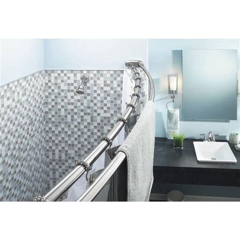 Moen In Stainless Steel Adjustable Double Curved Shower Rod In