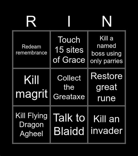 Elden Ring Bingo Card