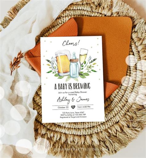 Buy Editable A Baby Is Brewing Invitation Bottle And Beers Baby Shower