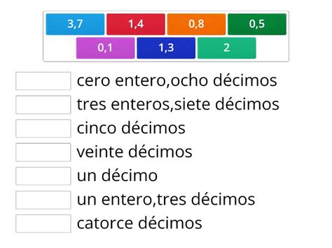 DECIMALES Une Las Parejas