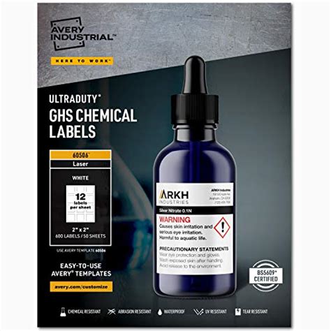 Avery Ultraduty Ghs Chemical Labels For Laser Printers Waterproof Uv