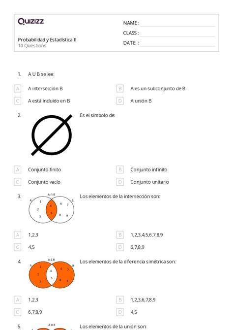 50 Probabilidades Y Estadísticas Hojas De Trabajo Para Grado 12 En