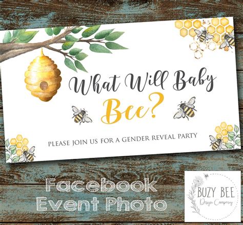 What Will Baby Bee Gender Reveal Facebook Event Header Image Etsy