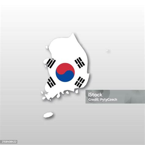 South Korea National Flag In Country Map Silhouette Stock Illustration