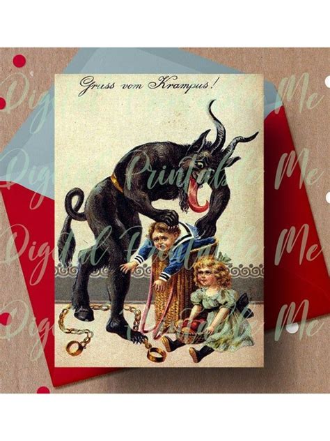 Merry Krampus Card Printable Krampus Card 5x7 Gruss Vom Krampus