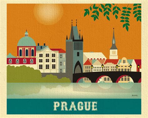 Prague Skyline Print Prague Art Czech Republic Wall Art