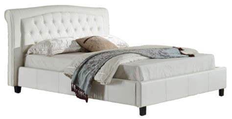 Eastern King Size Platform Bed With Button Tufted Headboard White ...