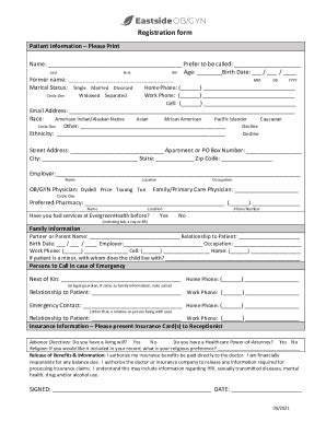 Fillable Online Patient Registration Patient Information Please Print