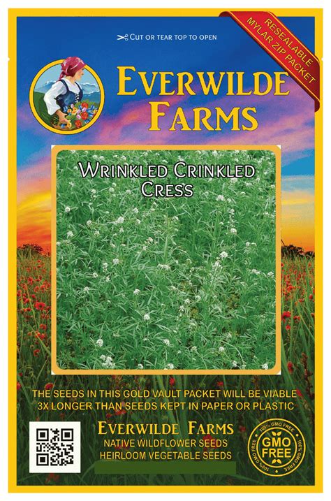 Everwilde Farms 1 Oz Wrinkled Crinkled Cress Herb Seeds Gold Vault Bulk Seed Packet