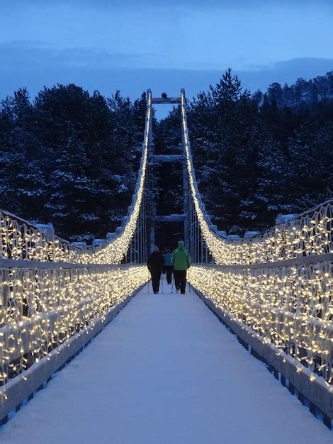 Premium Photo The Bridge Lighted For Christmas