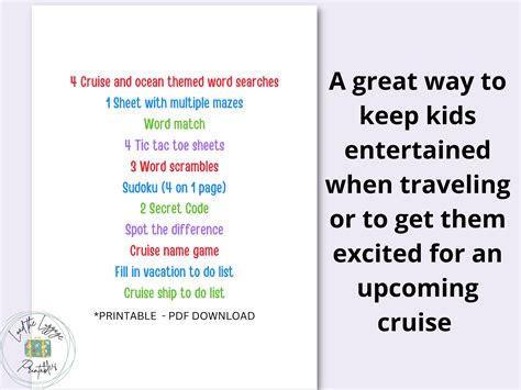 Printable Cruise Activity for Kids Instant Download Kids - Etsy