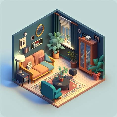 Premium Ai Image A Cartoon Drawing Of A Living Room With A Couch And