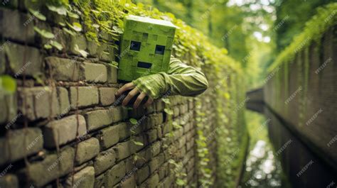 Premium Photo Minecraft Creeper In Real Life