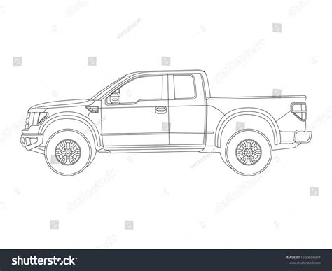 Outline Side View Drawing Truck Stock Vector (Royalty Free) 1620656971 ...