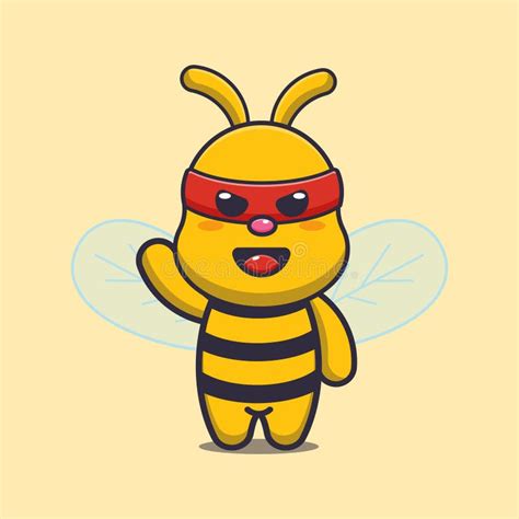 Cartoon Bee Mascot Sticker Character Watercolor Illustration White