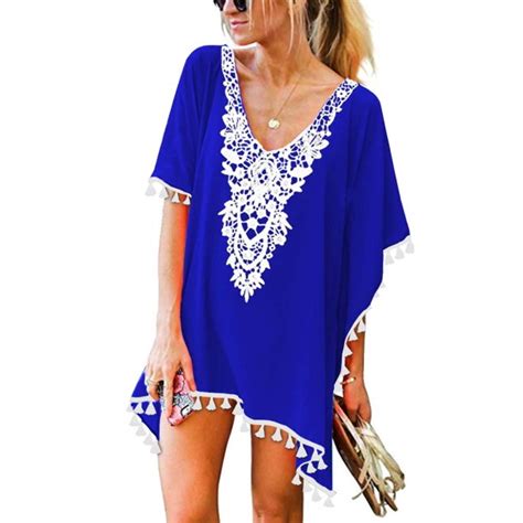 Traleubie Womens Crochet Chiffon Tassel Swimsuit Beach Bikini Cover Ups For Swimwear Of Female