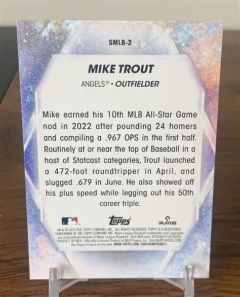 CARTE INSERT 2023 Topps Series 1 Mike Trout STARS OF THE MLB SMLB 2