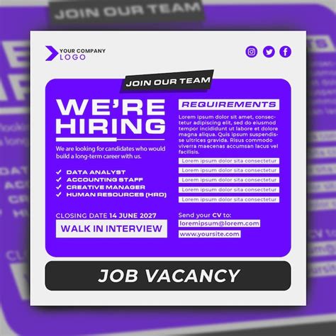 Premium Psd Hiring Announcement Poster Or Banner Template