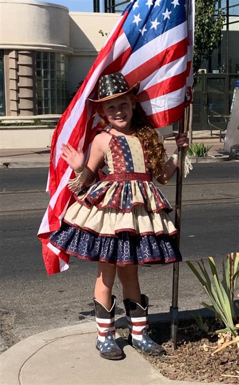 Patriotic Pageant Wear Girls Western Outfit Patriotic Dress Red