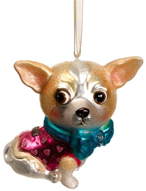 Blown Glass Dog Christmas Ornaments At Designer Silk Trees And Home