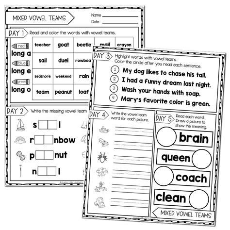 2nd Grade Phonics Worksheets Mixed Vowel Team Cvvc Syllables