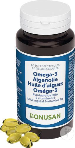 Bonusan Huile Dalgues Oméga 3 Dha Végétal Et Vitamine D3 60 Gélules