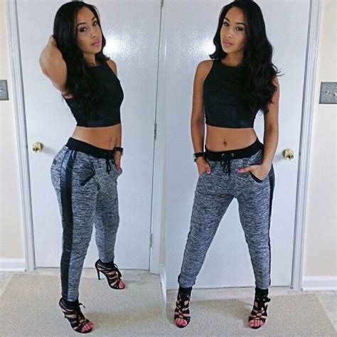 Crop Top Fitted Jogger Pants Summer Fashion Trends Spring Summer