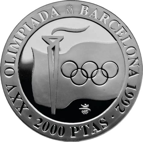 Spanien 2 000 Pesetas 1991 Olympiade Barcelona 1992 Fackel Aus