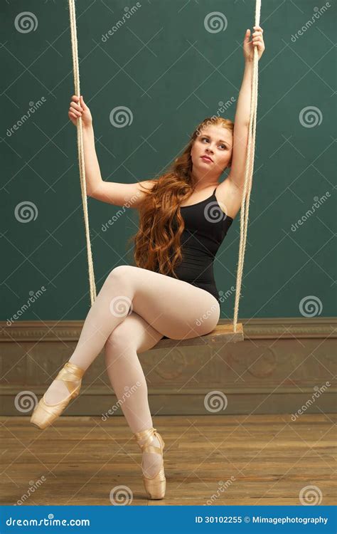 Beautiful Ballerina Sitting On Swing Royalty Free Stock Photo Image