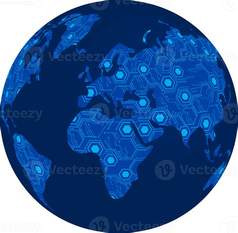 Blue Technology World Map Globe Cut Out Png