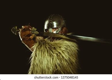 Viking Warrior Metallic Helmet Animal Skins Stock Photo 1375048145 | Shutterstock