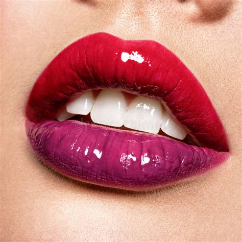 Beautiful Woman Lips With Gloss Lipstick Stock Image Image Of Close Female 127533569